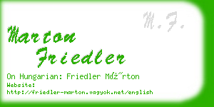 marton friedler business card